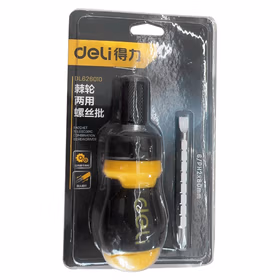 得力 两用棘轮螺丝批铬钒钢   6/PH2x80mm；DL626010