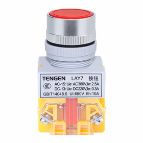 天正电气 按钮LAY7系列；LAY7-01BN 平钮 (红)