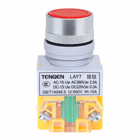 天正电气 按钮LAY7系列；LAY7-10BN 平钮(红)