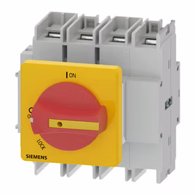 西门子 3LC1隔离开关, 63A, 3P+N, 1NO+1NC, 柜门安装, 直接操作手柄, 选择型, 红/黄