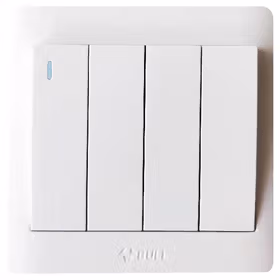 公牛 四位单极带荧光开关 10A 250V；G32K411 白色
