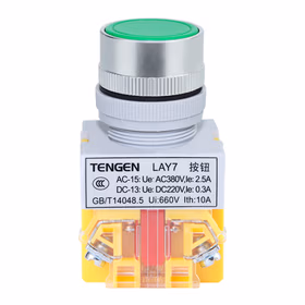 天正电气 按钮LAY7系列；LAY7-11BN 普通平钮 (绿)