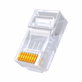 山泽(SAMZHE) DJ-650U六类镀金水晶头网线接头50URJ45电脑网络连接头CAT5e非屏蔽8P8C连接器100个/盒