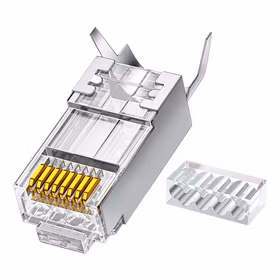 山泽(SAMZHE) 六类屏蔽水晶头 50U加厚镀金RJ45网络接头 工程级8P8C电脑网线连接器 Cat6两件式接头 10个装 XWJ6010U