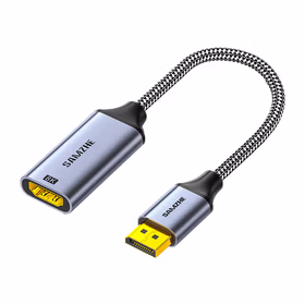 山泽(SAMZHE) DH802Q  DP转HDMI2.1转换器 8K60Hz 铝合金壳 黑色编织网0.25米
