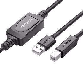 绿联（UGREEN）高速USB打印机数据线 2.0方口连接线AM/BM 适用佳能爱普生惠普打印机 带信号放大器15米 10362