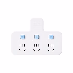 公牛 一转三转换插头 插座电源转换器 3位分控 10A 250V；GN-98033 蓝白