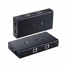 绿联(UGREEN) HDMI2进1出KVM切换器,分辨率高达4K*2K@30Hz,传输速率高达10.2Gbps,1.5米线,L134*W66*H26(mm)彩盒包装；50744
