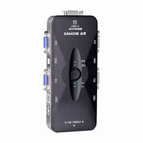 山泽(SAMZHE) SZ-411B4口KVM切换器手动USB2.0接口鼠标键盘多电脑VGA切换器显示器共享配原装线