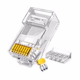 山泽(SAMZHE) DJ-650AU工程版发烧级六类镀金水晶头网线接头50URJ45电脑网络连接头CAT6类非屏蔽8P8C连接器100个/盒