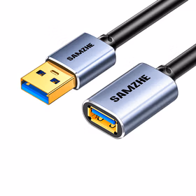 山泽(SAMZHE) USB延长线 usb3.0高速传输数据线 公对母 AM/AF U盘鼠标键盘加长线 铝合金黑色0.6米LK-06