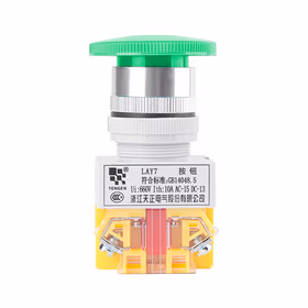 天正电气 按钮LAY7系列；LAY7-11M/1蘑菇头 (绿)