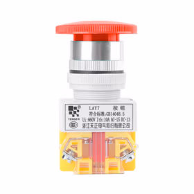 天正 蘑菇头按钮 红 复位 1NO+1NC；LAY7-11M/1蘑菇头 (红)