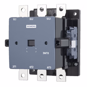 西门子 SIRIUS（国产）SMART系列3MT8接触器 AC-3 120A/55kW 400V 辅助触点：2个常开触点 + 2个常闭触点 , 110 VAC, 50/60Hz S6规格