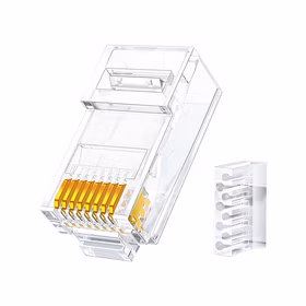 山泽(SAMZHE) RL-26100六类千兆工程专用水晶头两件式镀金RJ45水晶头CAT6类单排分体式二件套8芯8P8C电脑网络线接头100个/盒