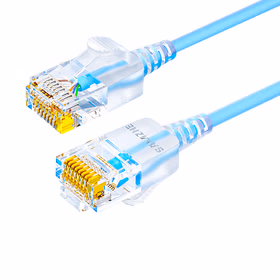 山泽(SAMZHE)SZL-9020超六类细径无氧铜网络跳线8芯双绞高速网线2米蓝色纤细网线