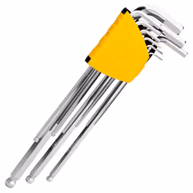 得力 专业级镜面特长球头内六角组套铬钒钢   9件套；DL2175