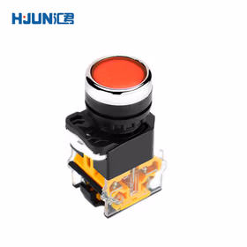 汇君 LA38-11BN按钮开关电源启动停止点动圆形平钮开关 开孔22MM 红色一开一闭 复位式[5个]