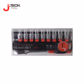 捷科(jetech) 10件12.5mm(1/2")易套装六角套筒组件；SK1/2-10SJ