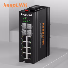 keepLINK KP-9000-75-4GX8TX -SFP  环网管理型工业交换机4千兆光8百兆电导轨式