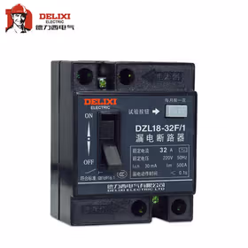 德力西电气 漏电塑壳断路器；DZL18-32F/1 32 A 单钮 普通