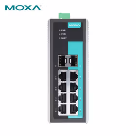 Moxa 8口全千兆非网管型工业以太网交换机包含两个combo端口；EDS-G308-2SFP