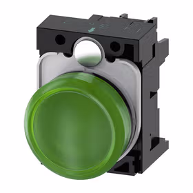 西门子 指示灯,22mm,圆形,塑料,绿色,透镜,平滑,带支架,带集成式LED,AC230V,螺栓型端子连接；3SU11066AA401AA0