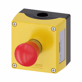 西门子 按钮盒,外壳金属,顶端黄色,1指令点金属,A=红色急停蘑菇形按钮,40mm,旋转解锁,指令点中心,1NC；3SU18510NA002AA2