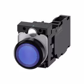 西门子 发光按钮,22mm,圆形,塑料,蓝色,按钮,平,键控式,1NO+1NC,AC/DC24V,螺栓型端子连接,带激光标记；3SU11020AB501FA0ZY19