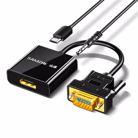 山泽 VGA转HDMI线转换器带音频供电 高清视频转接头适配器 笔记本电脑接显示器投影仪线 黑VH2018