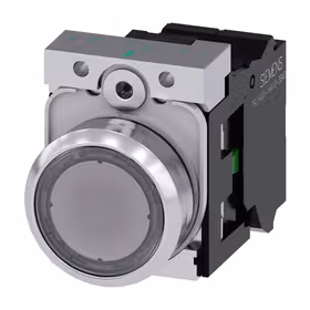 西门子 发光按钮,22mm,圆形,金属,高光,透明,按钮,平,键控式,1S,AC230V,弹簧型端子连接,带激光标记；3SU11560AB703BA0ZY10