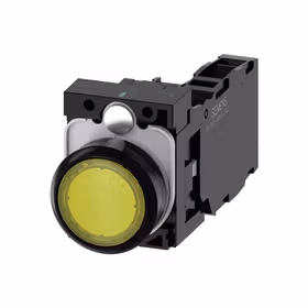 西门子 发光按钮,22mm,圆形,塑料,黄色,按钮,平,键控式,1NO+1NC,AC/DC24V,螺栓型端子连接,带激光标记；3SU11020AB301FA0ZY10