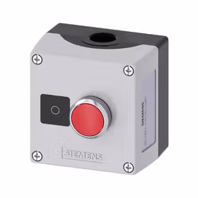 西门子 按钮盒,外壳金属,顶端灰色,1指令点金属,A=红色按钮,1NC,地面固定,标牌：O标牌已添加；3SU18510AC002AB1