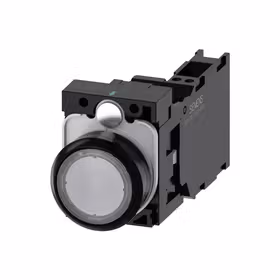 西门子 发光按钮,22mm,圆形,塑料,透明,按钮,平,键控式,1NO+1NC,AC110V,弹簧型端子连接,带激光标记；3SU11030AB703FA0ZY15