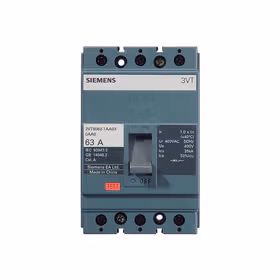 西门子 塑壳断路器 极数4P 额定电流20A 额定极限分断能力25kA 脱扣器类型TMF；3VT63 N20 TMF F/4P