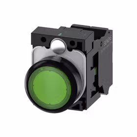 西门子 发光按钮,22mm,圆形,塑料,绿色,按钮,平,键控式,1S,AC/DC24V,弹簧型端子连接,带激光标记；3SU11020AB403BA0ZY11