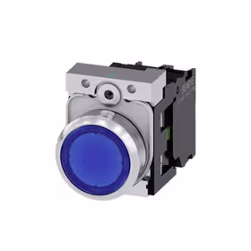 西门子 发光按钮,22mm,圆形,金属,高光,蓝色,按钮,平,键控式,1S,AC/DC24V,螺栓型端子连接,带激光标记；3SU11520AB501BA0ZY13