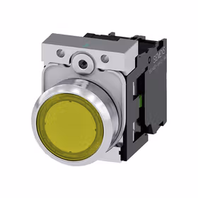 西门子 发光按钮,22mm,圆形,金属,高光,黄色,按钮,平,键控式,1S,AC110V,螺栓型端子连接,带激光标记；3SU11530AB301BA0ZY10