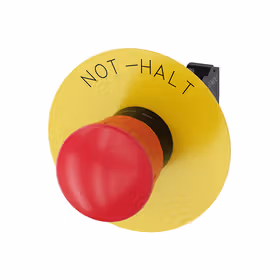 西门子 蘑菇头急停按钮,22mm,塑料,红色,40mm,强制锁定,旋转解锁机制,带黄色名称牌支架,标记：急停,1NC,笼卡式连接；3SU11001HB203CH0