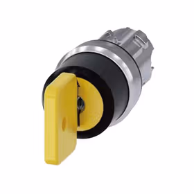 西门子 钥匙开关O.M.R,22mm,金属,高光,锁闭编号73033,黄色,附带2把钥匙,3个开关位置,左侧键控式,右锁定,拔出钥匙II；3SU10504JP310AA0