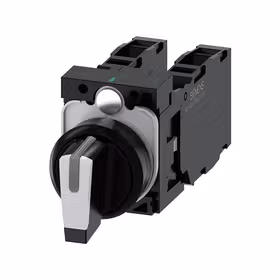 西门子 转换开关,22mm,塑料,白色,旋钮开关,短柄,3个开关位置,锁定,2x1NO+1NC,螺栓型端子连接,带激光标记；3SU11002BL601LA0ZY10