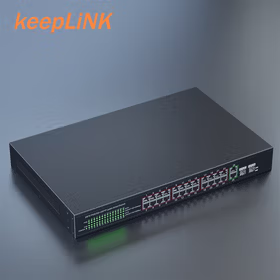 keepLINK KP-9000-2422GB 百兆标准POE交换机24口 国标百兆24poe口+2千兆网口+2个SFP光口内置电源300W
