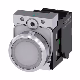 西门子 发光按钮,22mm,圆形,金属,高光,白色,按钮,平,键控式,1S,AC230V,弹簧型端子连接,带激光标记；3SU11560AB603BA0ZY11