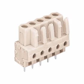 万可(WAGO) THT孔型插座,0.6x1.0mm,直型,宽度26.5mm(1.043"),高度23.25mm(0.915"),焊针间距5mm,5极,浅灰；722-135