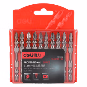 得力 6.3mm专业装修型双头旋具头S2   PH2x65mm(小头)；DL254065X