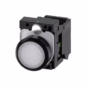 西门子 发光按钮,22mm,圆形,塑料,白色,按钮,平,键控式,1S,AC/DC24V,弹簧型接口；3SU11020AB603BA0