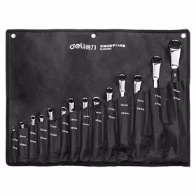 得力 镜面双梅花扳手套装   5.5-32MM；DL150014T