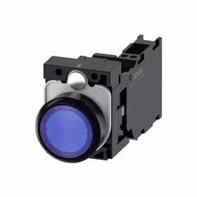 西门子 发光按钮,22mm,圆形,塑料,蓝色,按钮,平,键控式,1NO+1NC,AC/DC24V,弹簧型端子连接,带激光标记；3SU11020AB503FA0ZY19