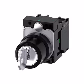 西门子 RONIS钥匙开关,22mm,塑料,锁闭编号SB30,附带2把钥匙,3个开关位置,锁定,拔出钥匙I+O+II,1S,1S,螺栓型端子连接；3SU11004BL111NA0