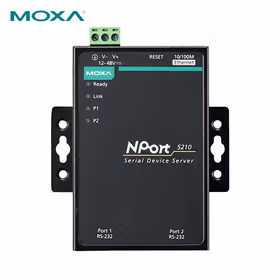 Moxa 2口RS-232串口设备联网服务器，0 ~ 55 &deg;C工作温度；NPort 5210